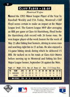 1994 Collector's Choice Cliff Floyd #7 Silver Signature