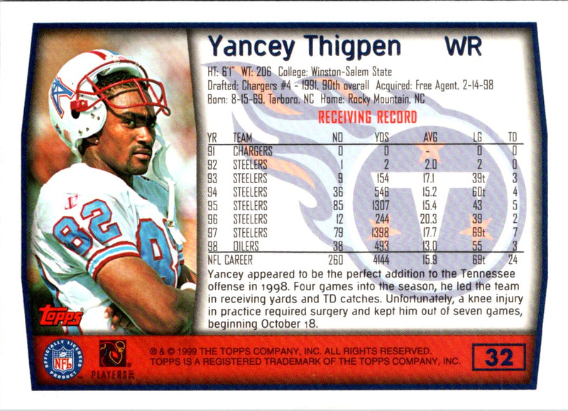 1999 Topps Yancey Thigpen