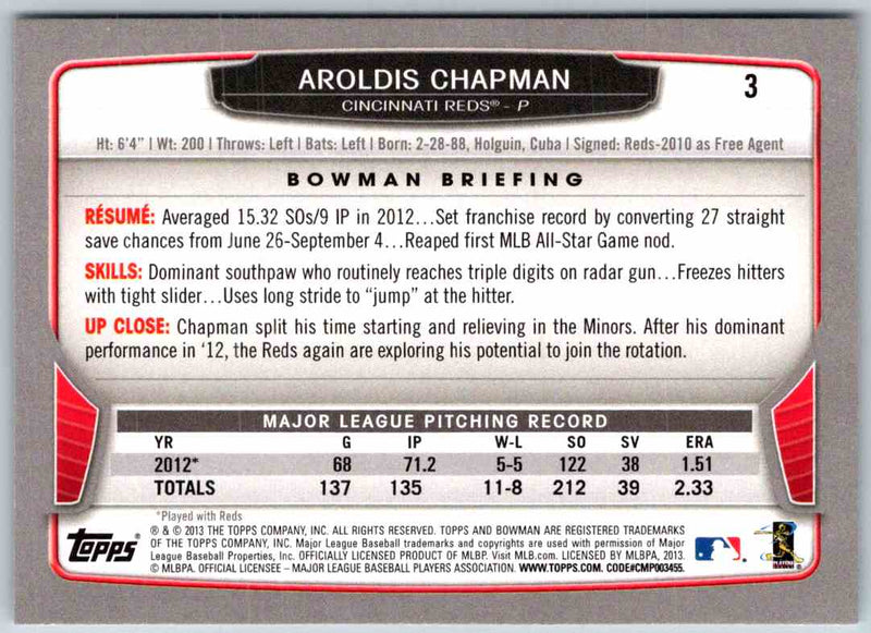 2014 Bowman Aroldis Chapman