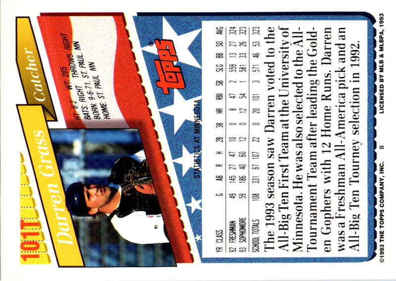 1993 Topps Traded Darren Grass