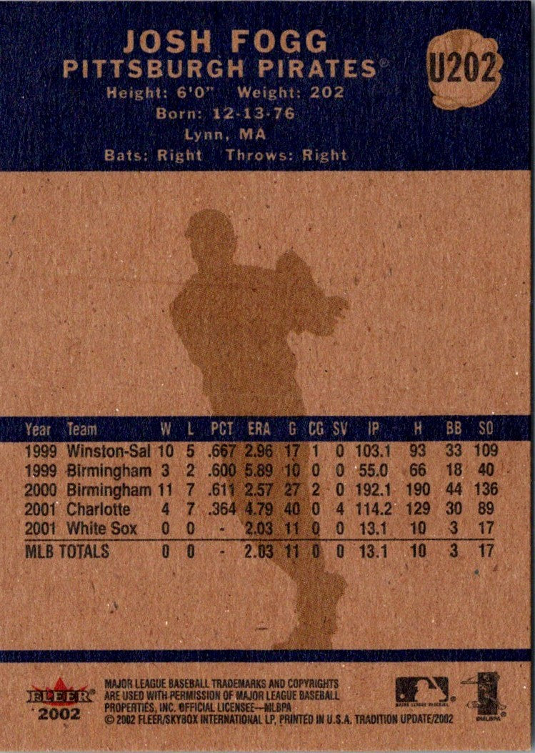 2002 Fleer Tradition Update Josh Fogg