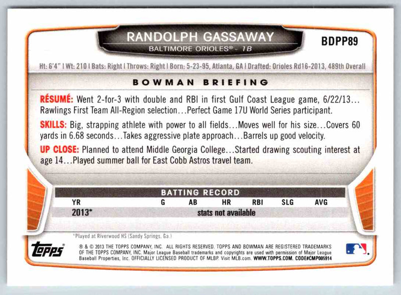 2013 Bowman Randolph Gassaway