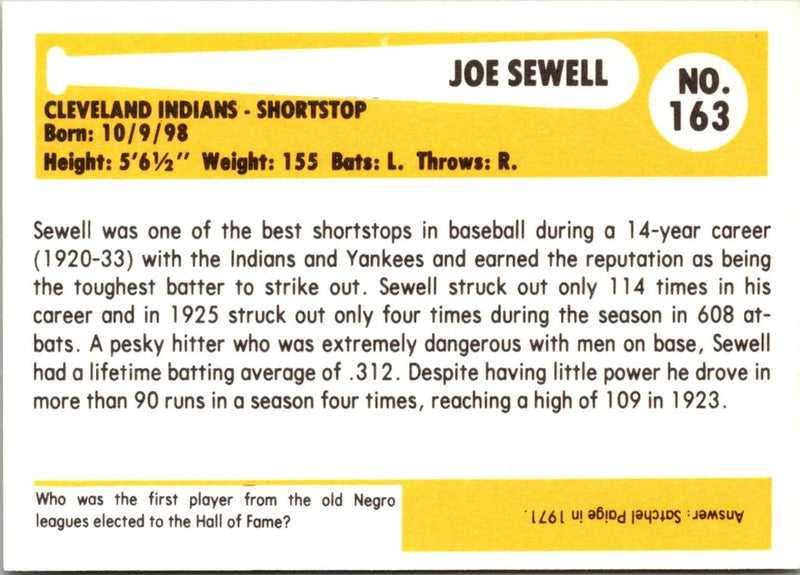 1980 SSPC HOF Joe Sewell