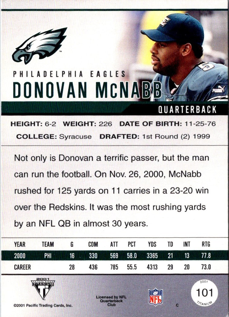 2001 Pacific Titanium Premiere Date Donovan McNabb