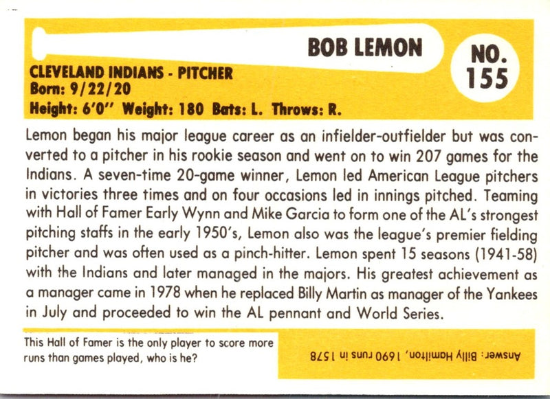 1980 SSPC HOF Bob Lemon