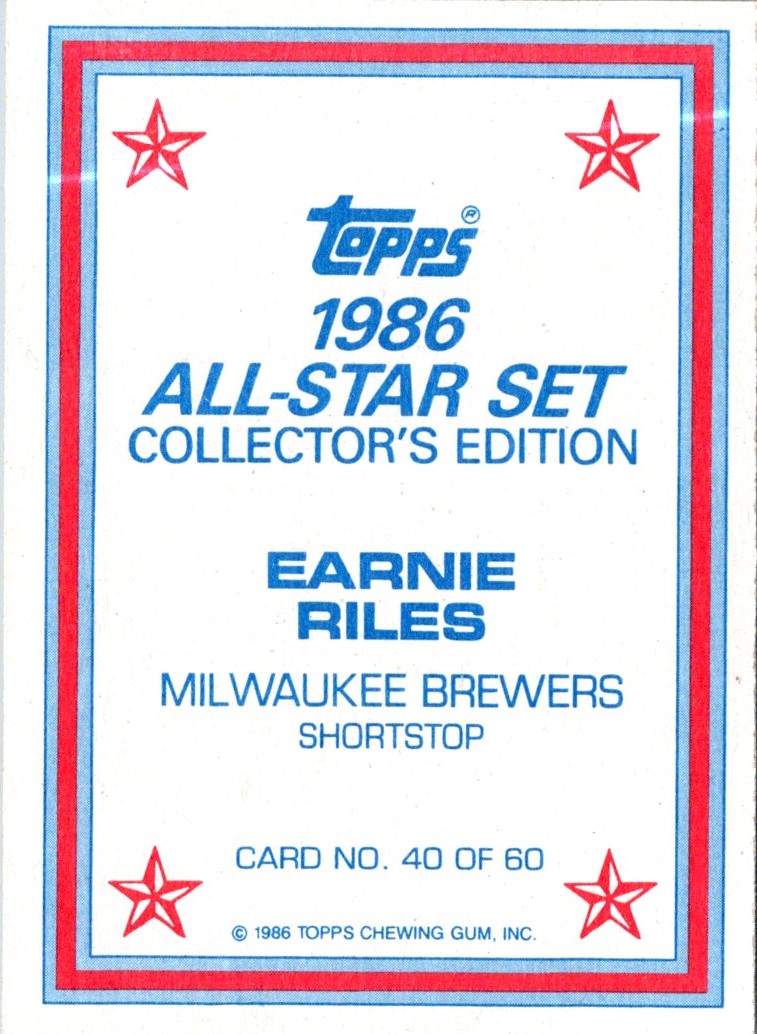 1986 Topps Glossy Send-Ins Earnie Riles