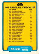 1982 Fleer Checklist: Twins/Padres