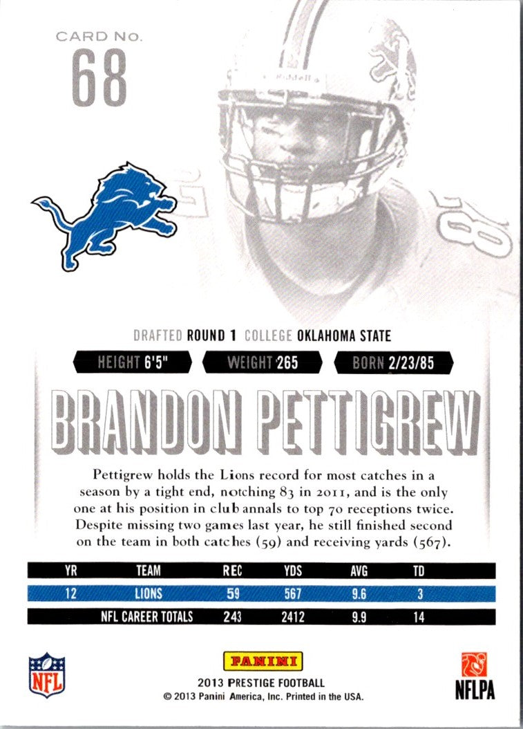 2013 Panini Prestige Brandon Pettigrew