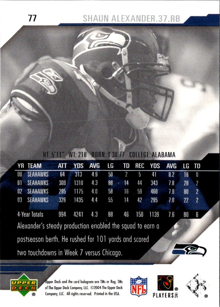 2002 Upper Deck Ovation Shaun Alexander