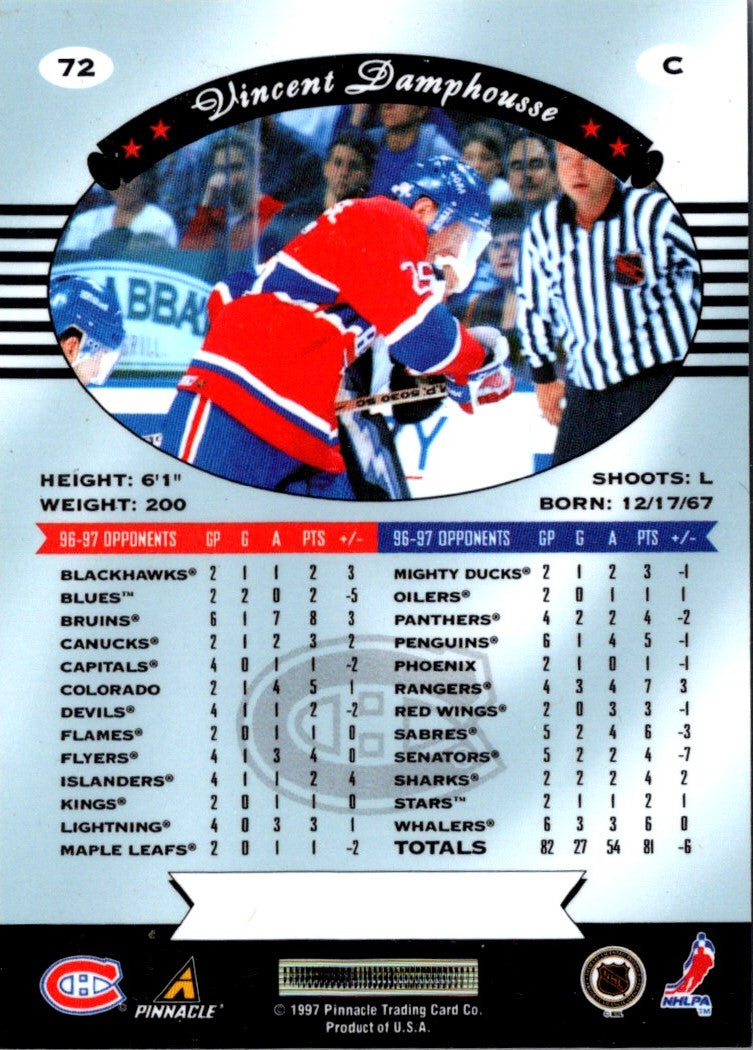 1997 Pinnacle Certified Vincent Damphousse