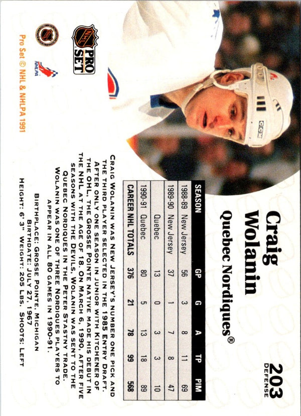 1991 Pro Set Craig Wolanin #203