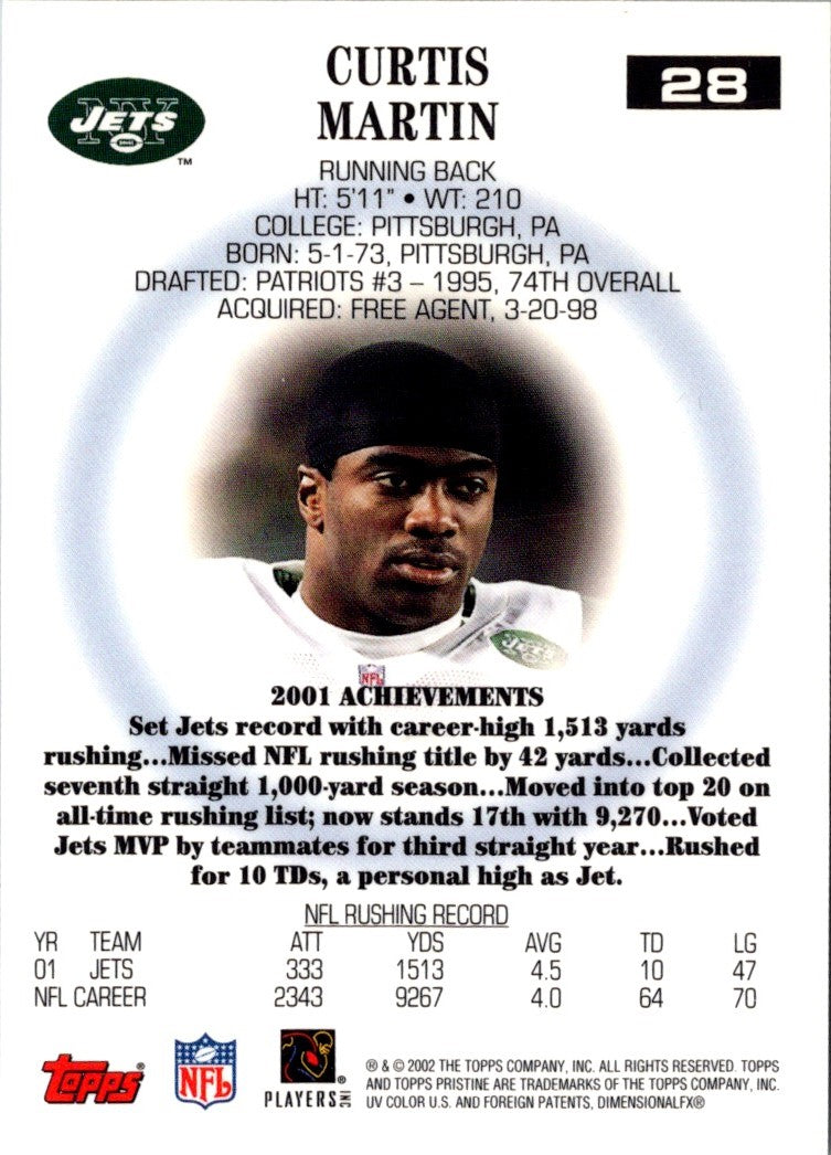 2002 Topps Pristine Curtis Martin