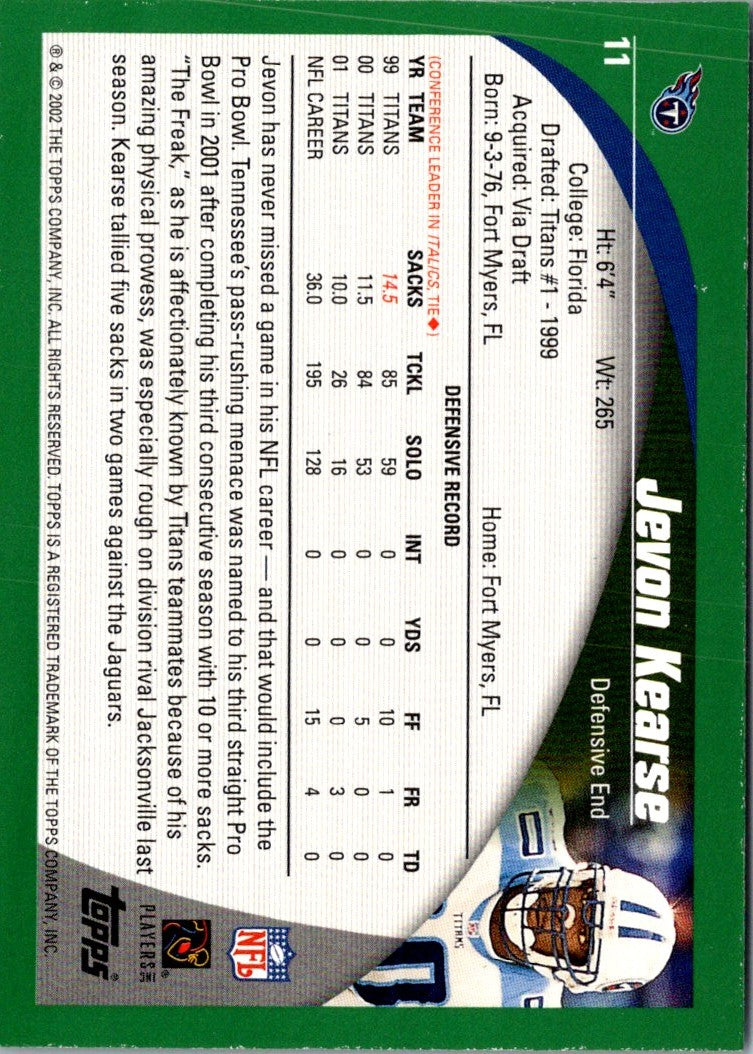 2002 Topps MVP Promotion Jevon Kearse