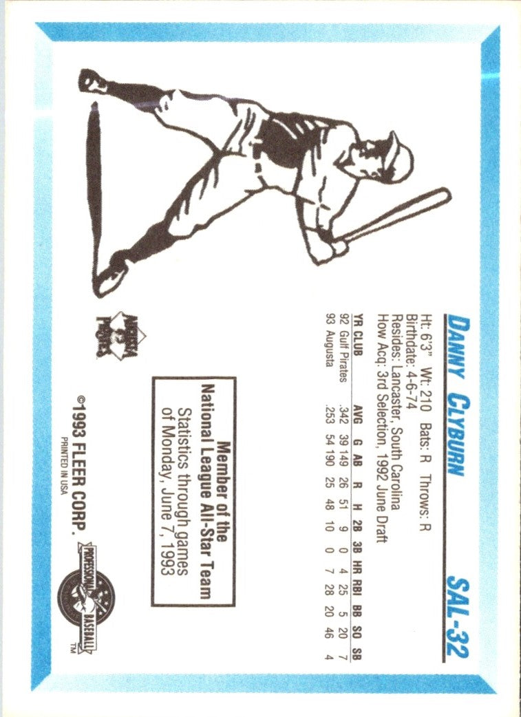 1993 Fleer ProCards South Atlantic League All-Stars Danny Clyburn