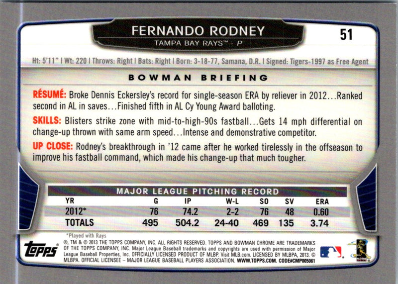 2013 Bowman Chrome Fernando Rodney