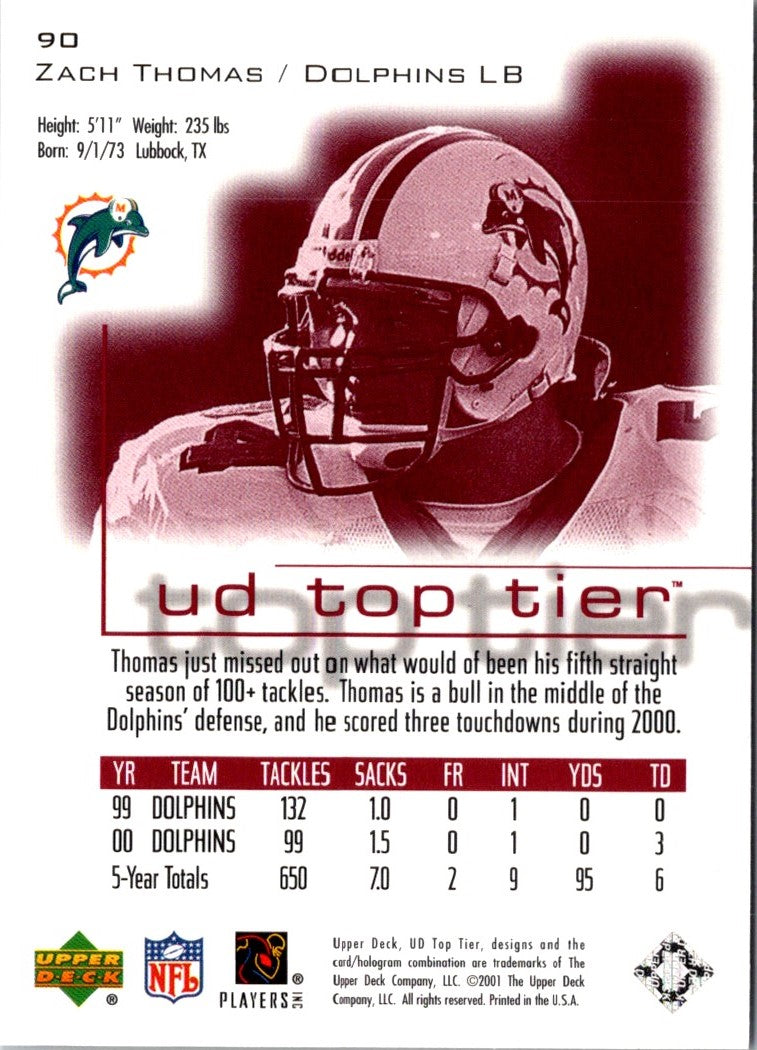 2000 Upper Deck MVP Zach Thomas