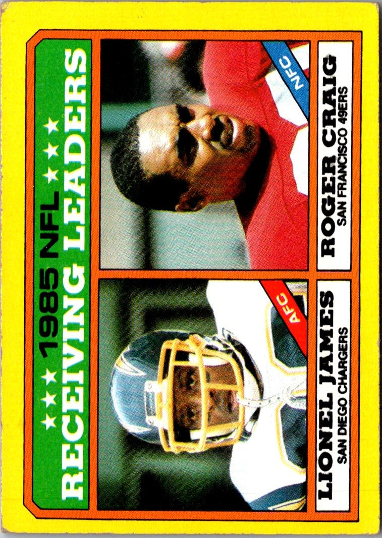 1986 Topps Lionel James/Roger Craig