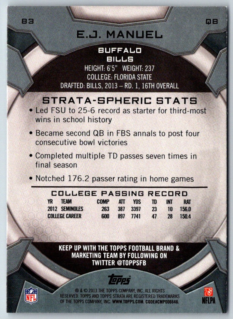 2013 Topps Strata E.J. Manuel