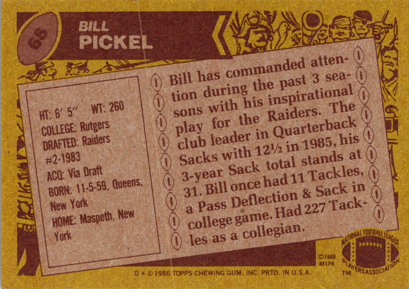 1986 Topps Bill Pickel