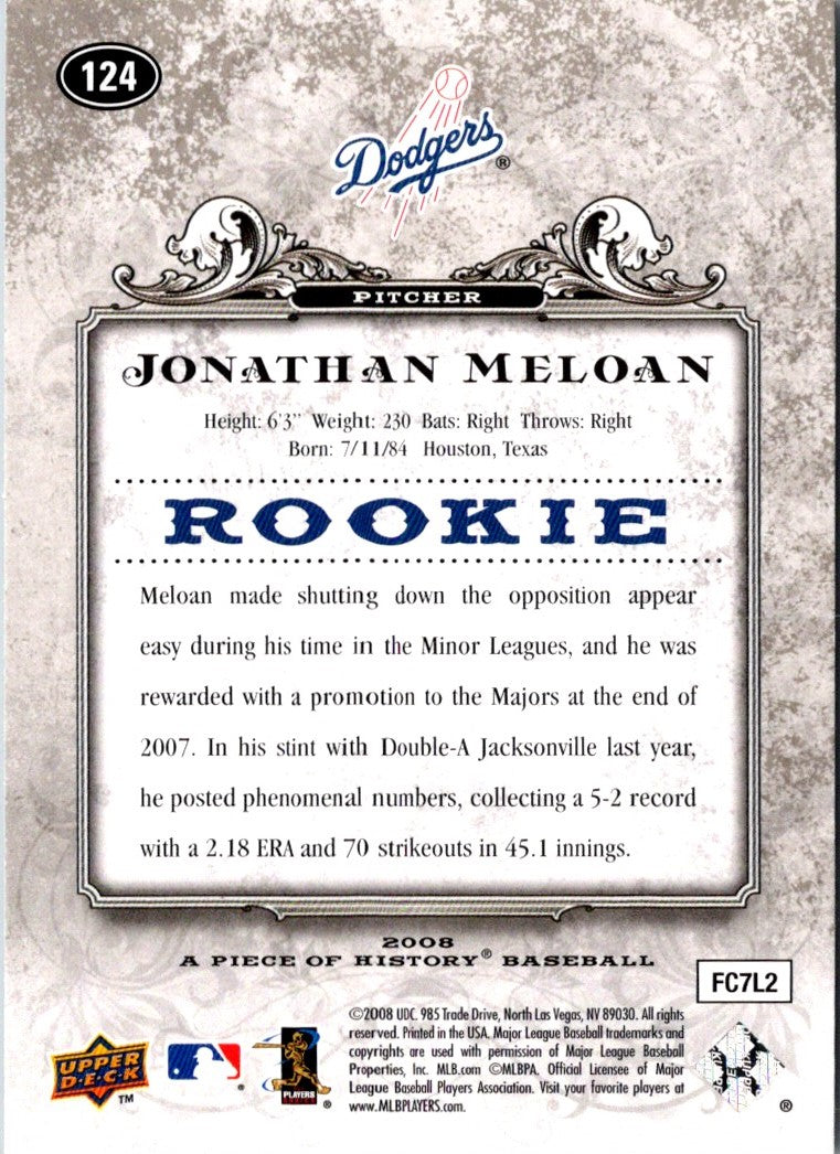 2008 Upper Deck A Piece of History Jonathan Meloan