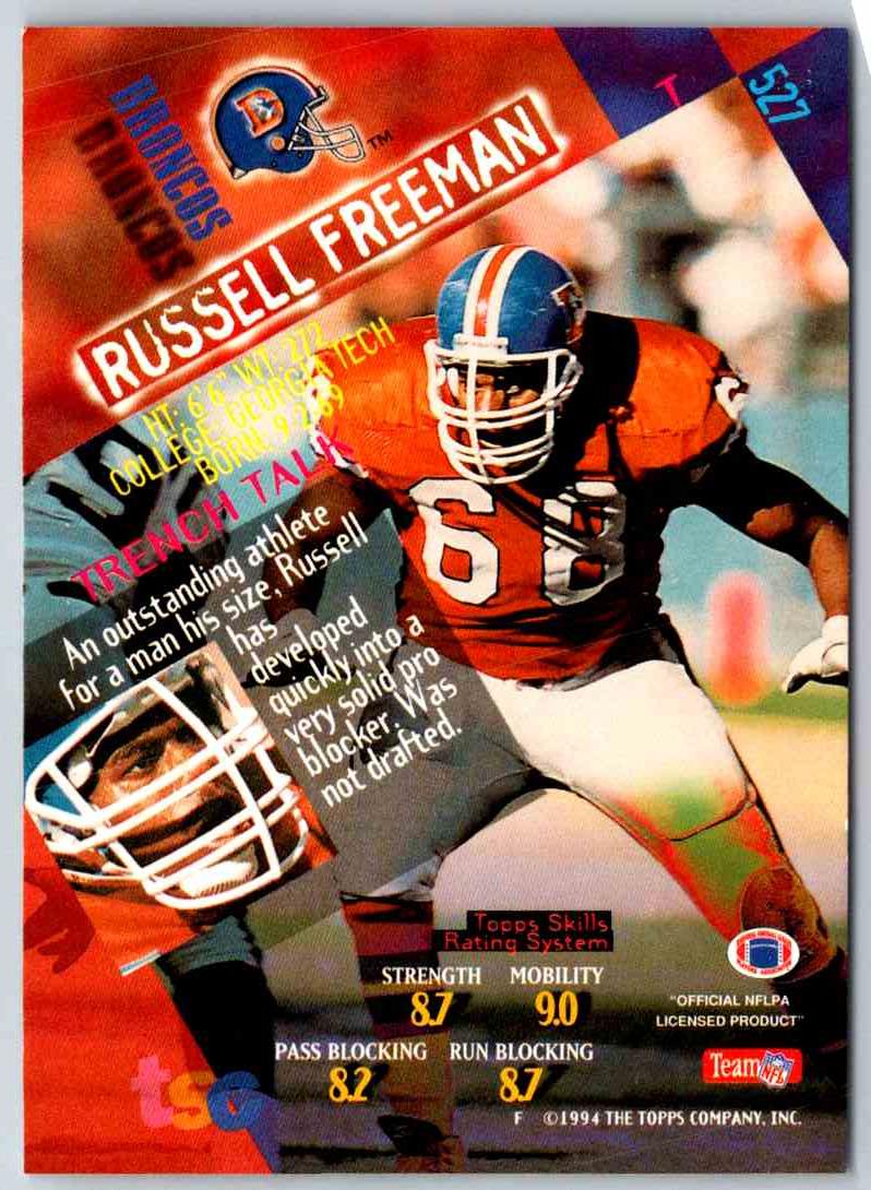 1994 Topps Stadium Club Football Russell Freeman