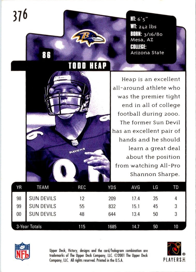 2001 Upper Deck Victory Todd Heap