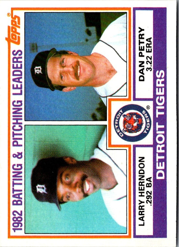 1983 Topps Tigers Team Leaders - Larry Herndon/Dan Petry #261 EX