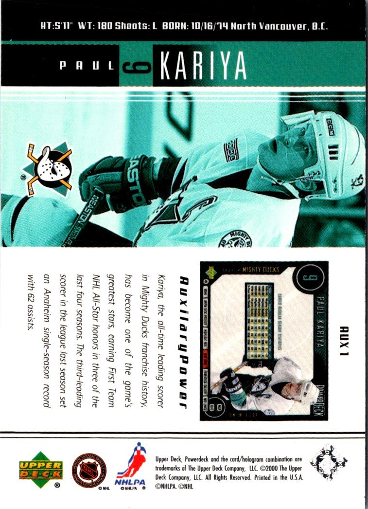 1999 Upper Deck Power Auxiliary Paul Kariya