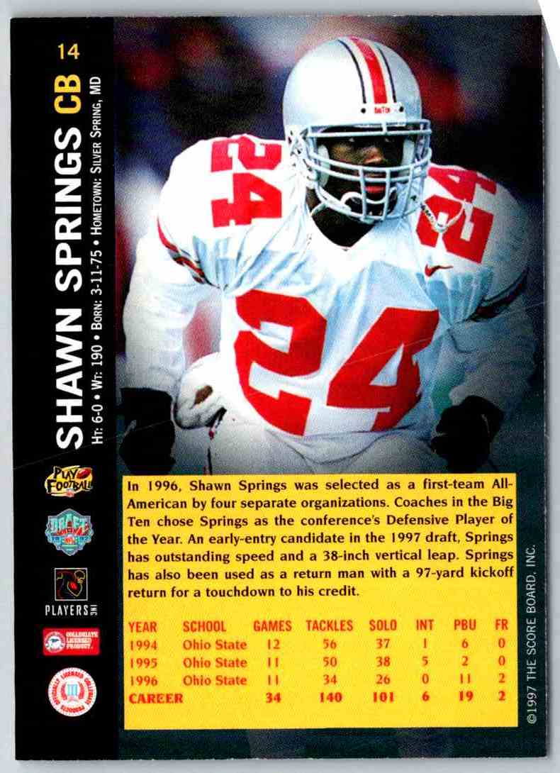 1997 Score Board Sb Shawn Springs