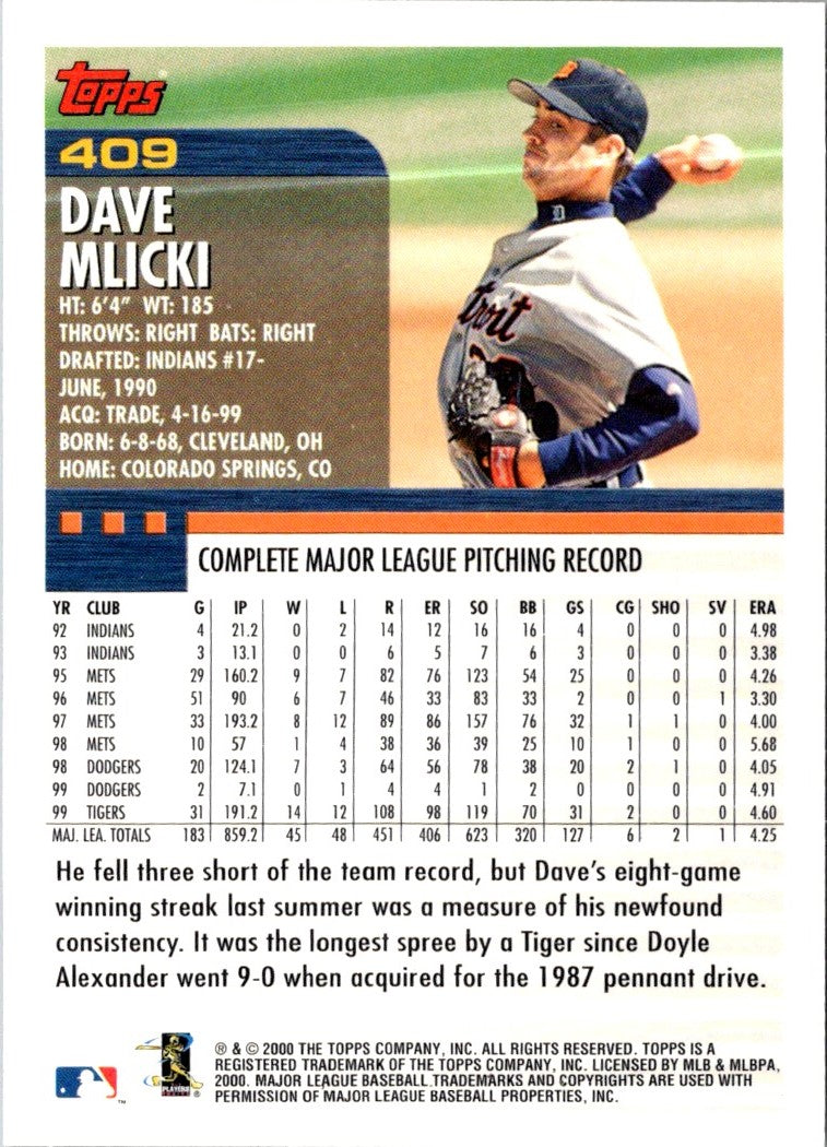 2000 Topps Dave Mlicki