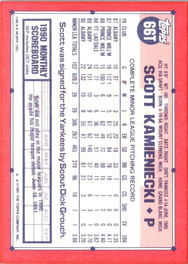 1991 Topps Traded Scott Kamieniecki