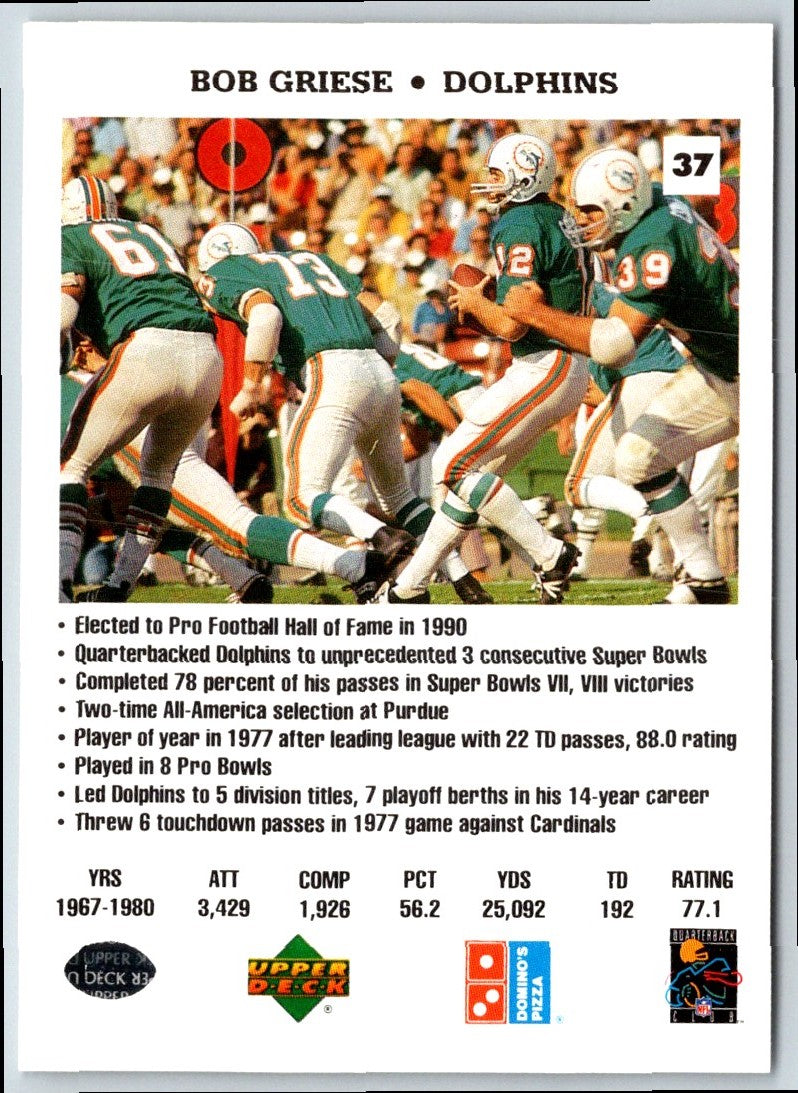 1991 Domino's The Quarterbacks Bob Griese