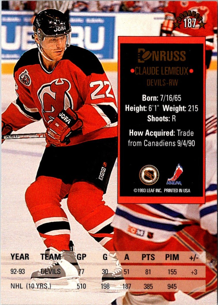 1993 Donruss Claude Lemieux