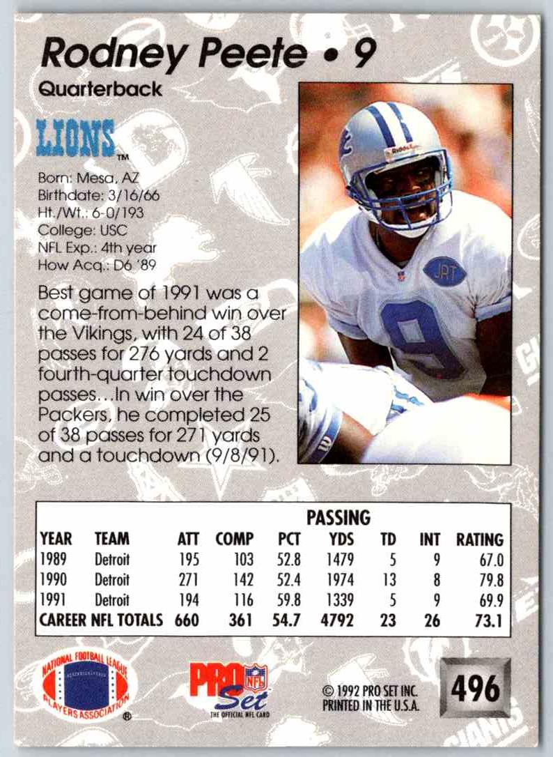 1992 Proset Rodney Peete