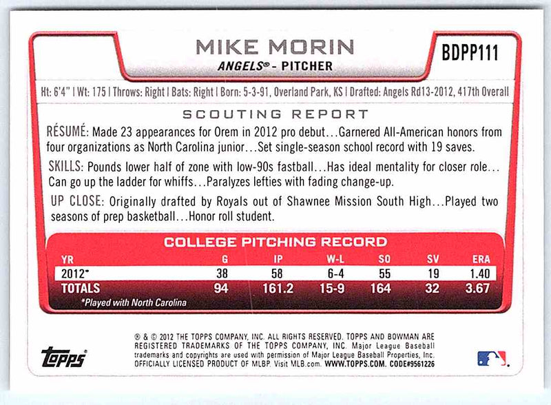 2012 Bowman Mike Morin