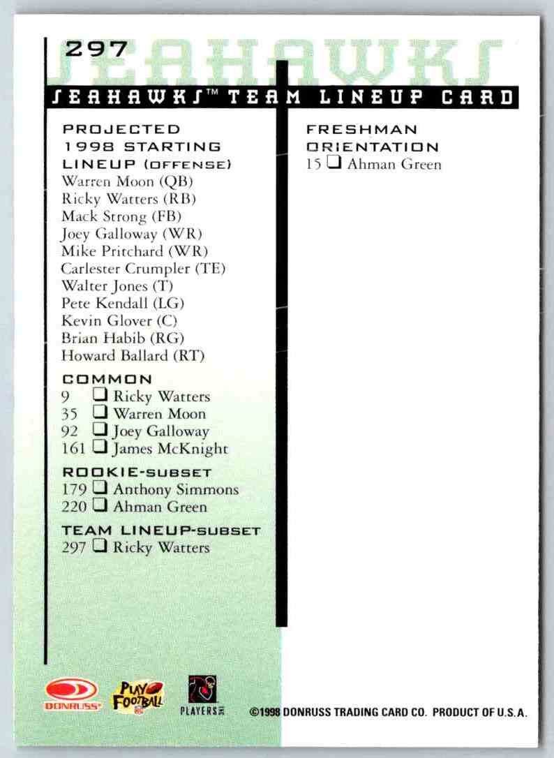 1998 Leaf Rookies And Stars Ricky Watters