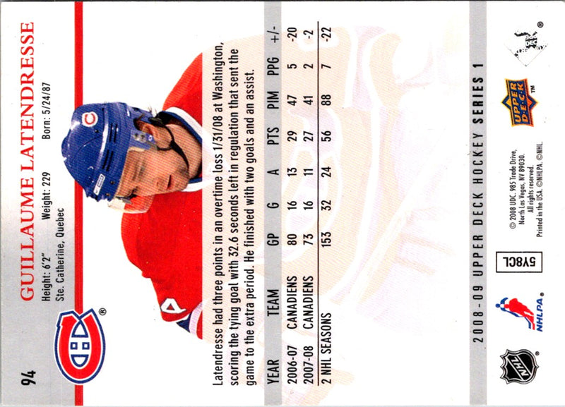 2008 Upper Deck Guillaume Latendresse