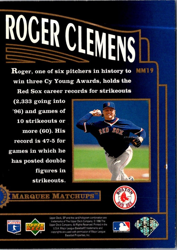 1996 SP Marquee Matchups Blue Roger Clemens