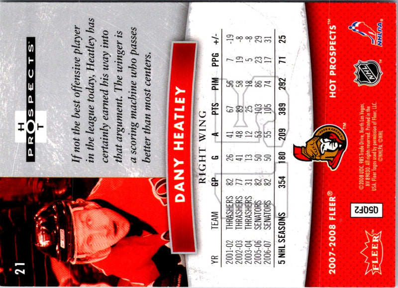 2007 Fleer Hot Prospects Dany Heatley