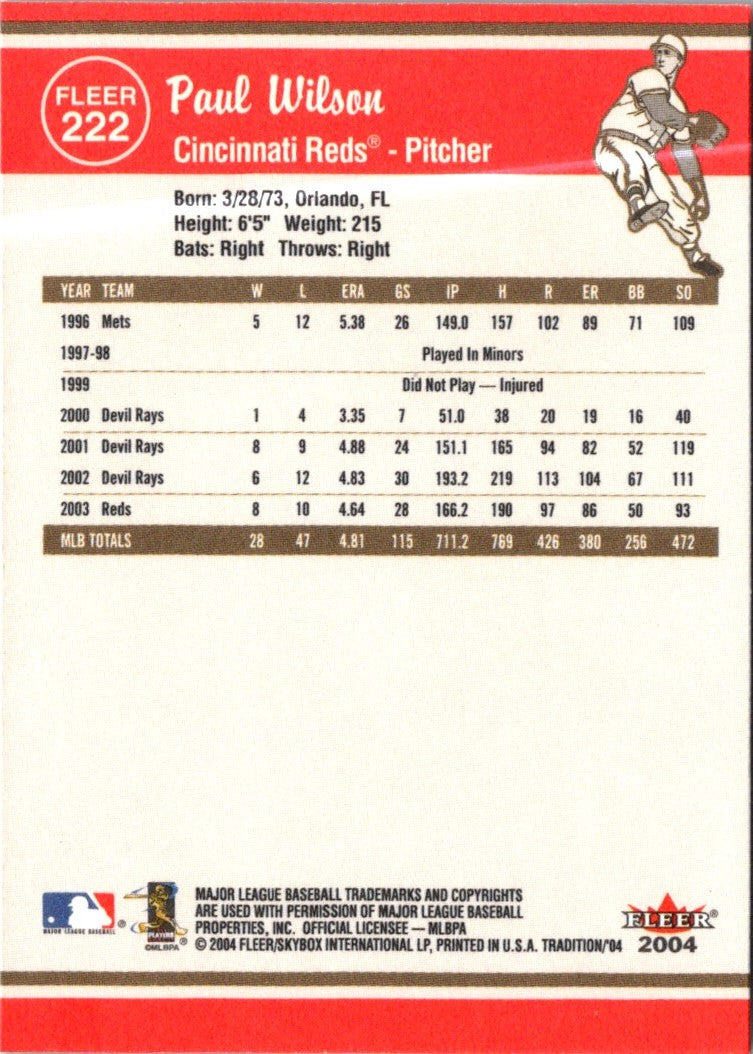 2004 Fleer Tradition Paul Wilson