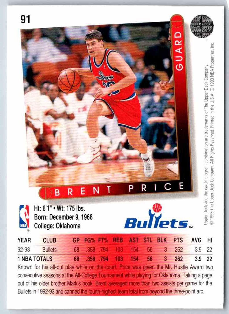 1993 Upper Deck Brent Price