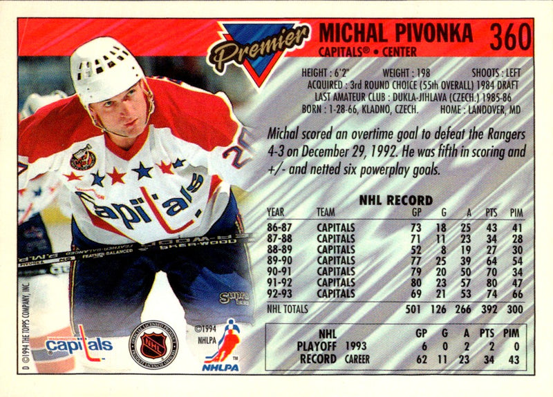 1993 Topps Premier Michal Pivonka