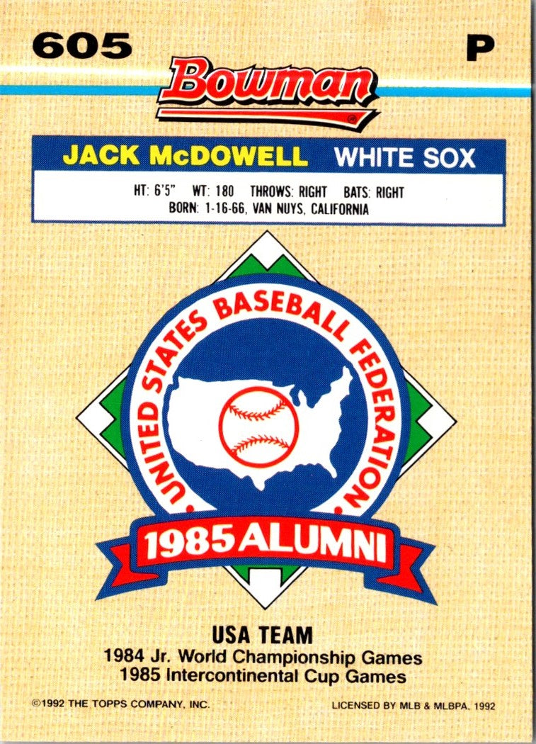 1992 Bowman Jack McDowell