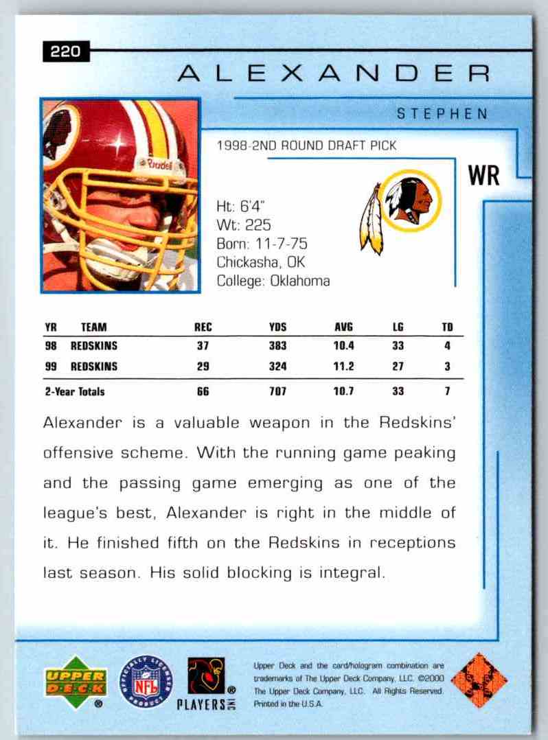 2000 Upper Deck Stephen Alexander