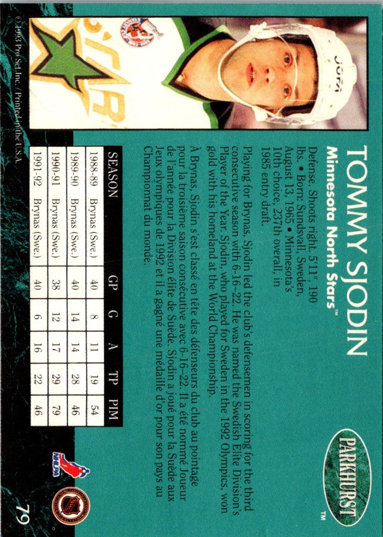 1992 Parkhurst Tommy Sjodin