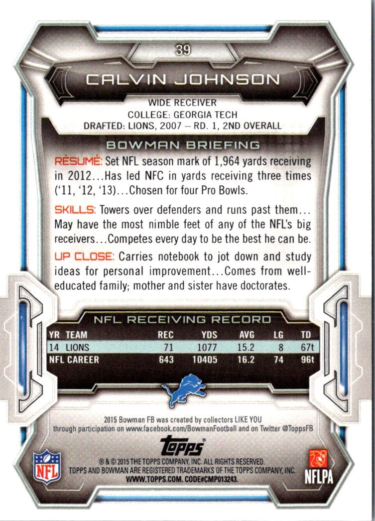 2015 Bowman Calvin Johnson