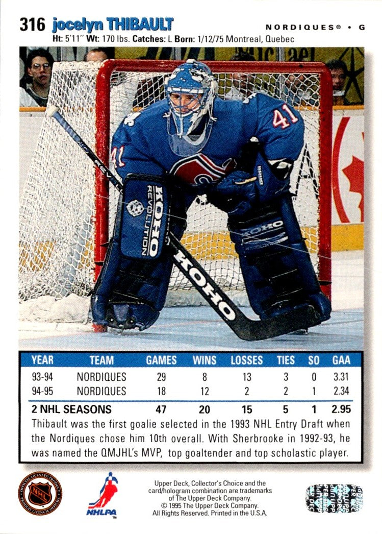 1995 Collector's Choice Player's Club Jocelyn Thibault