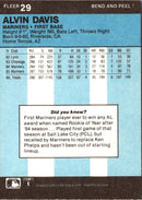 1986 Fleer Star Stickers Alvin Davis