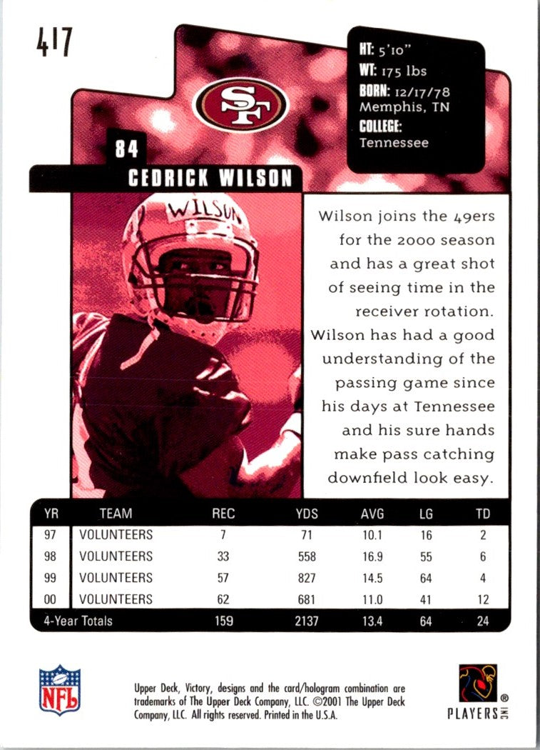 2001 Upper Deck Victory Cedrick Wilson