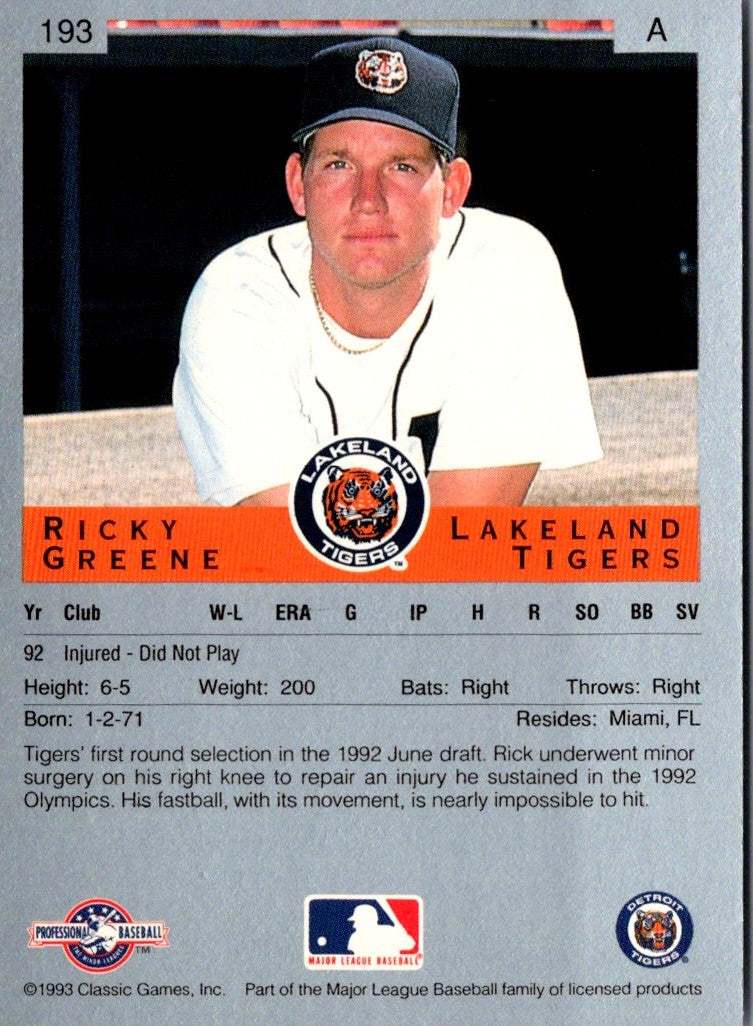 1993 Classic Best Rick Greene